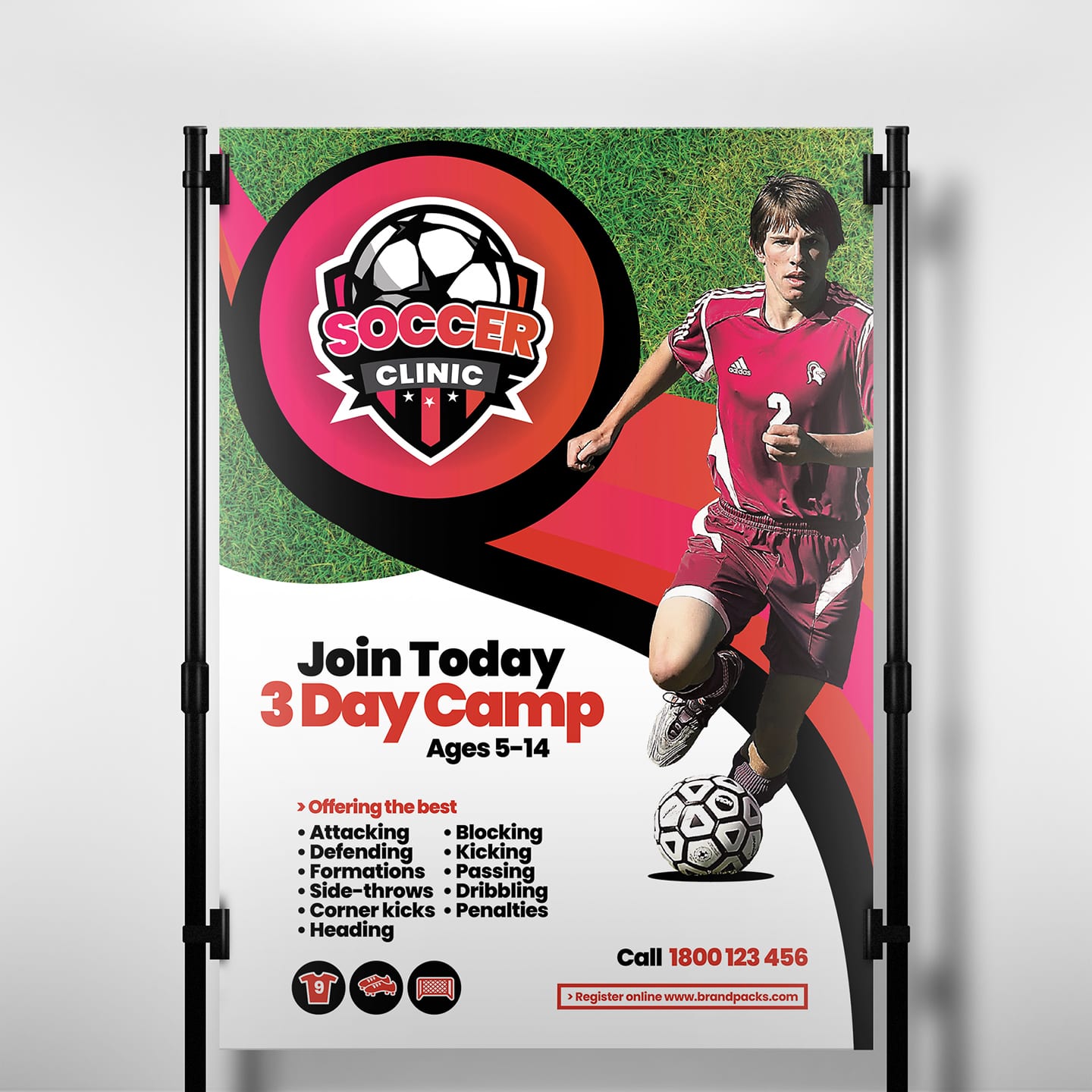 Soccer Camp Poster Template - PSD, Ai & Vector - BrandPacks Intended For Football Camp Flyer Template Free