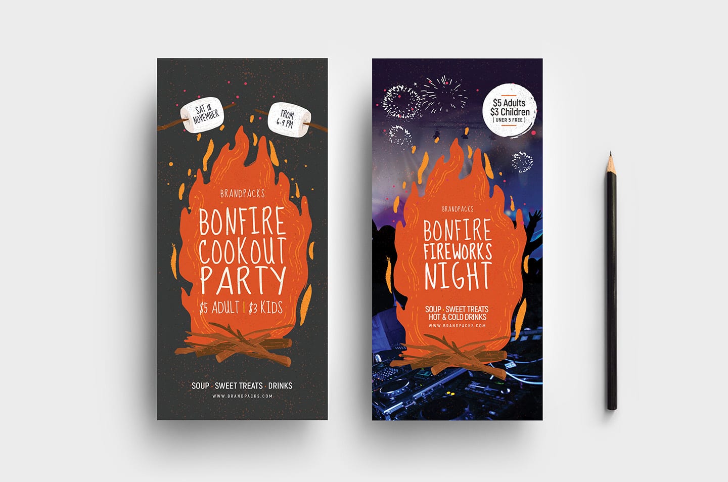 Bonfire Night DL Rack Card Template