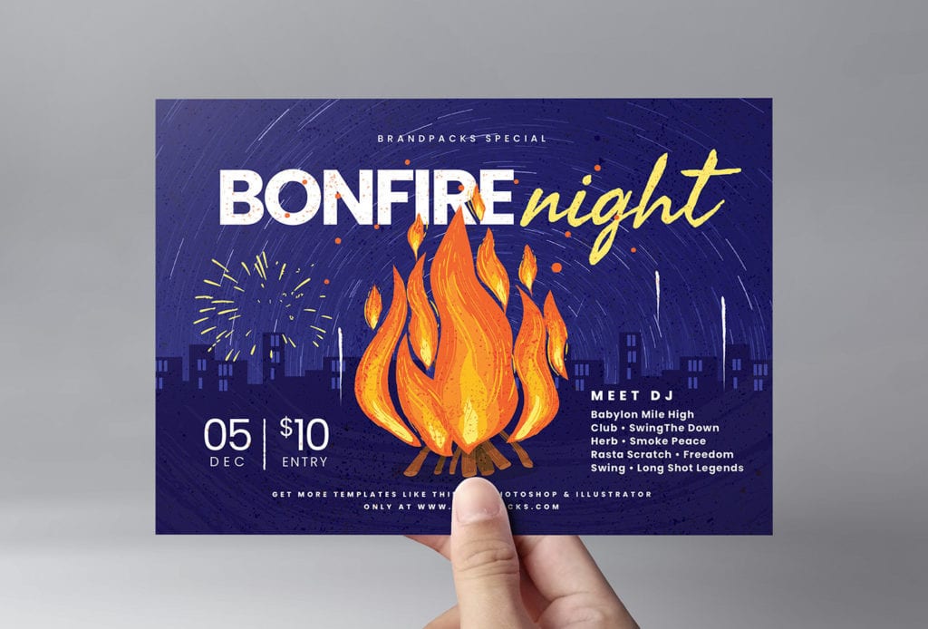 Bonfire Night Flyer Template PSD, Ai & Vector BrandPacks