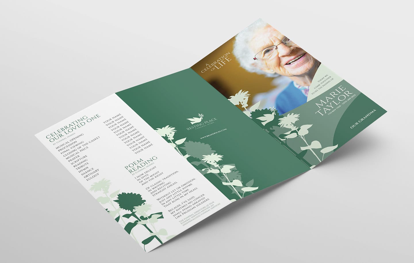 Funeral Service Trifold Brochure Template - PSD, Ai & Vector Intended For Memorial Brochure Template