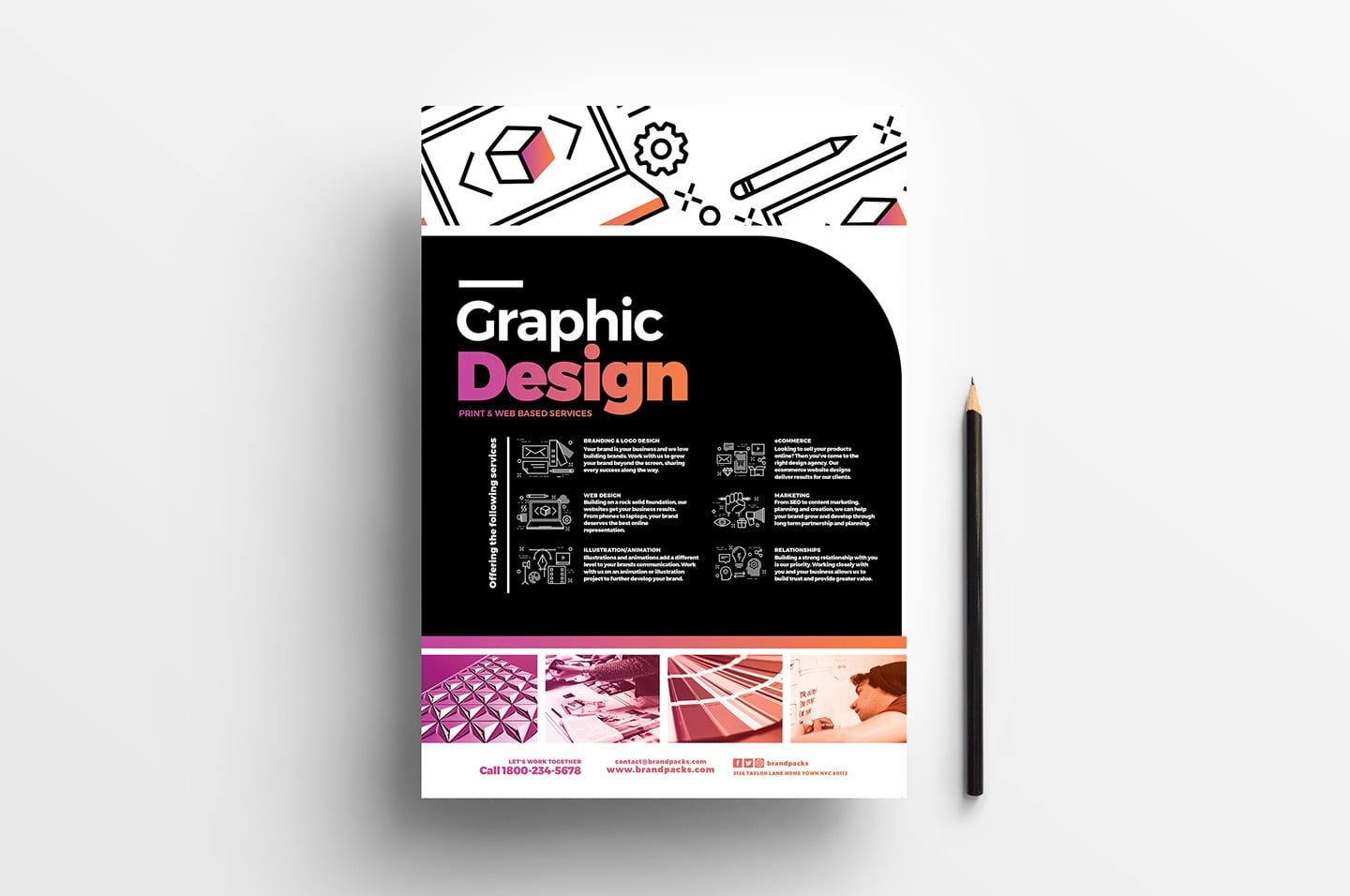 A4 Graphic Design Service Poster Template