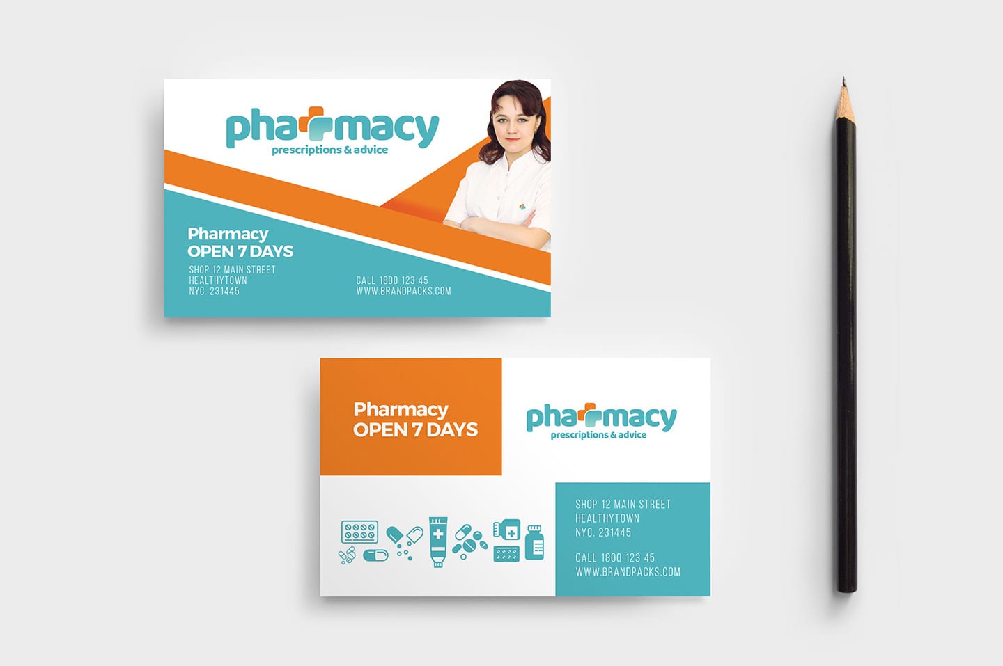 Pharmacy Business Card Template - PSD, Ai & Vector - BrandPacks With Medical Business Cards Templates Free
