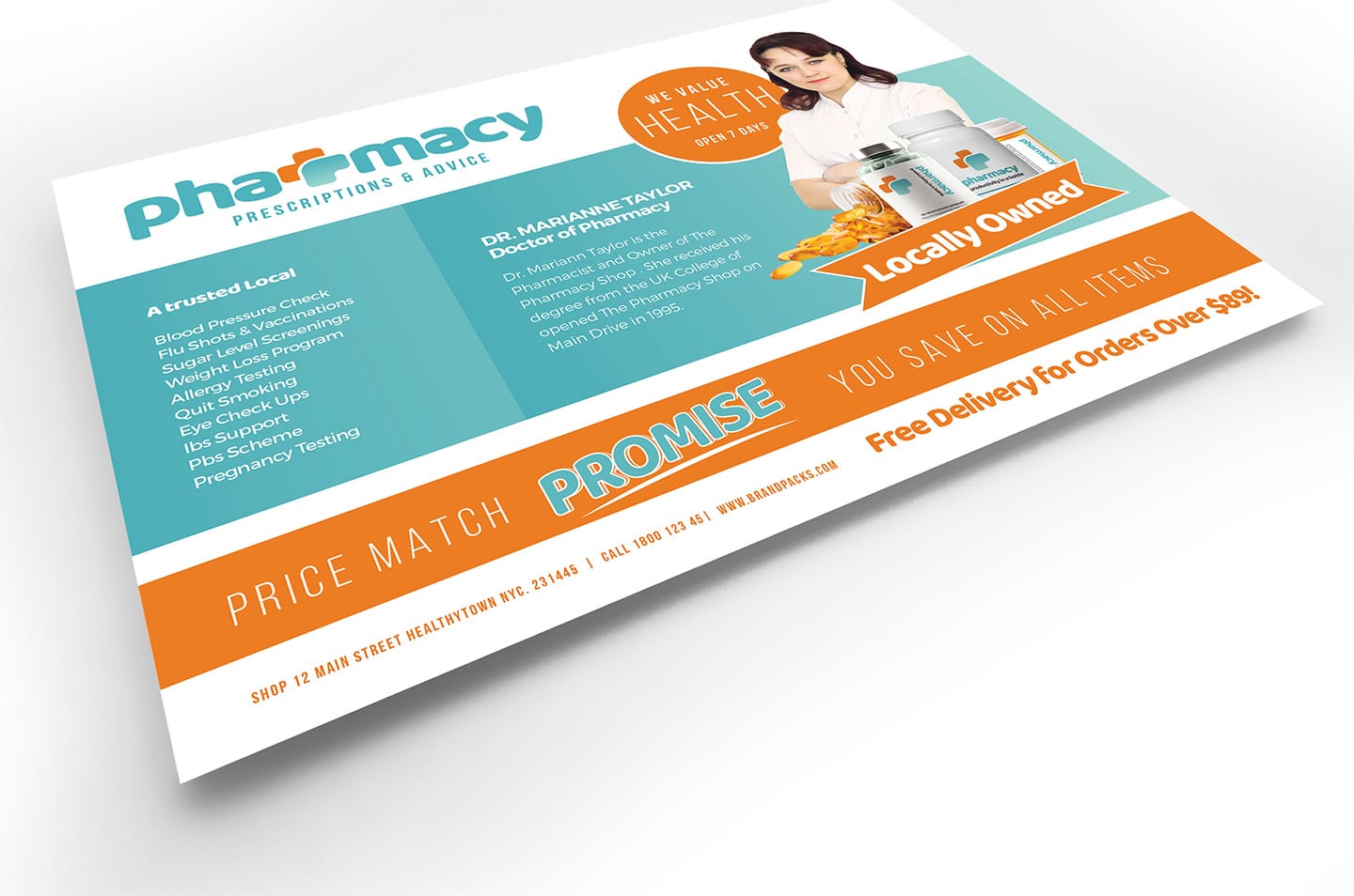 Pharmacy Flyer Template - PSD, Ai & Vector - BrandPacks Throughout Pharmacy Brochure Template Free