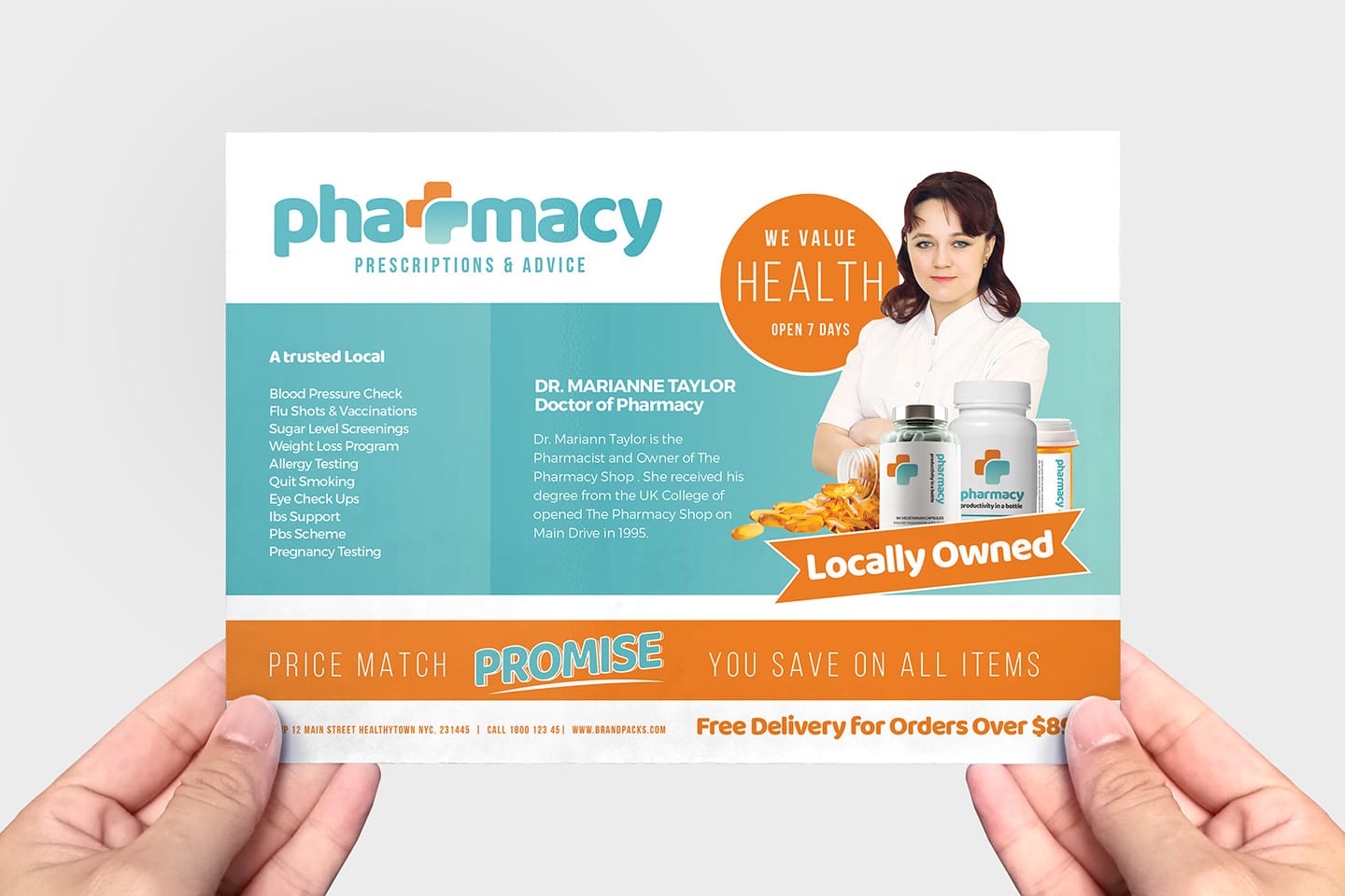 Pharmacy Flyer Template - PSD, Ai & Vector - BrandPacks Inside Pharmacy Brochure Template Free