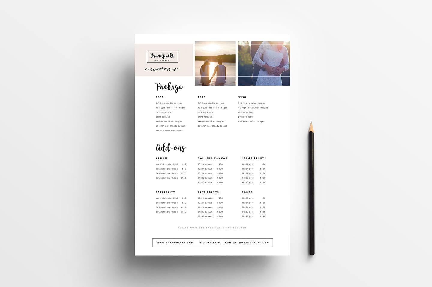 Pricing List Template from brandpacks.com