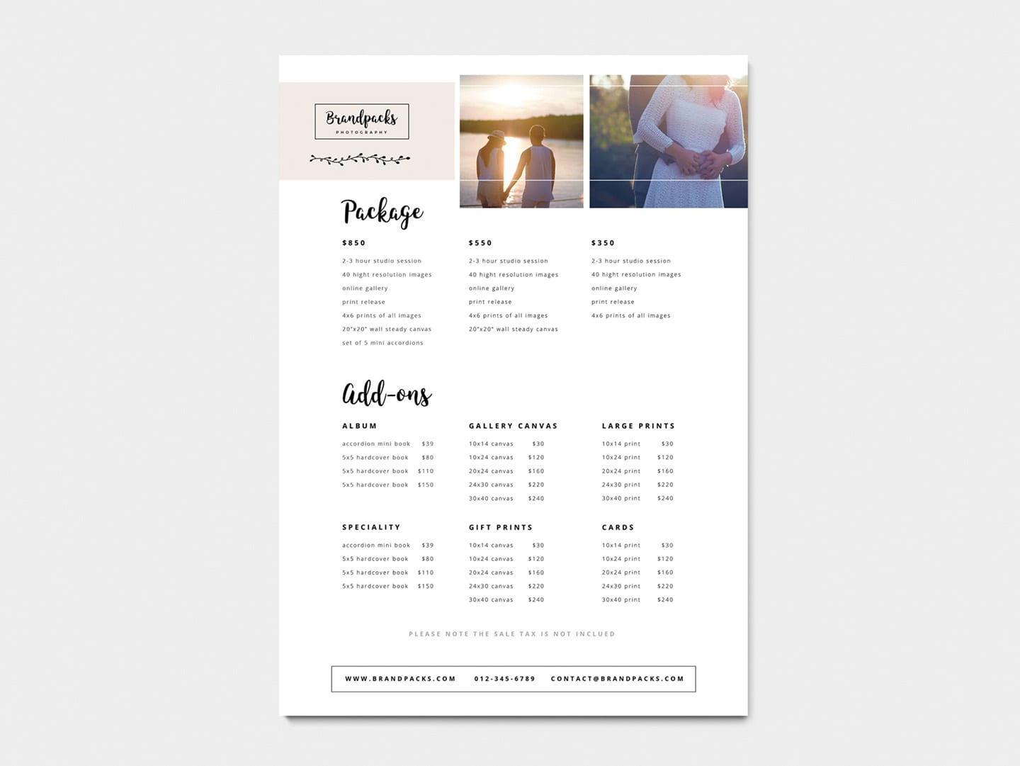 Photoshop Template Instant Download Family Photography Pricing Guide Wedding Photography Photography Pricing Template