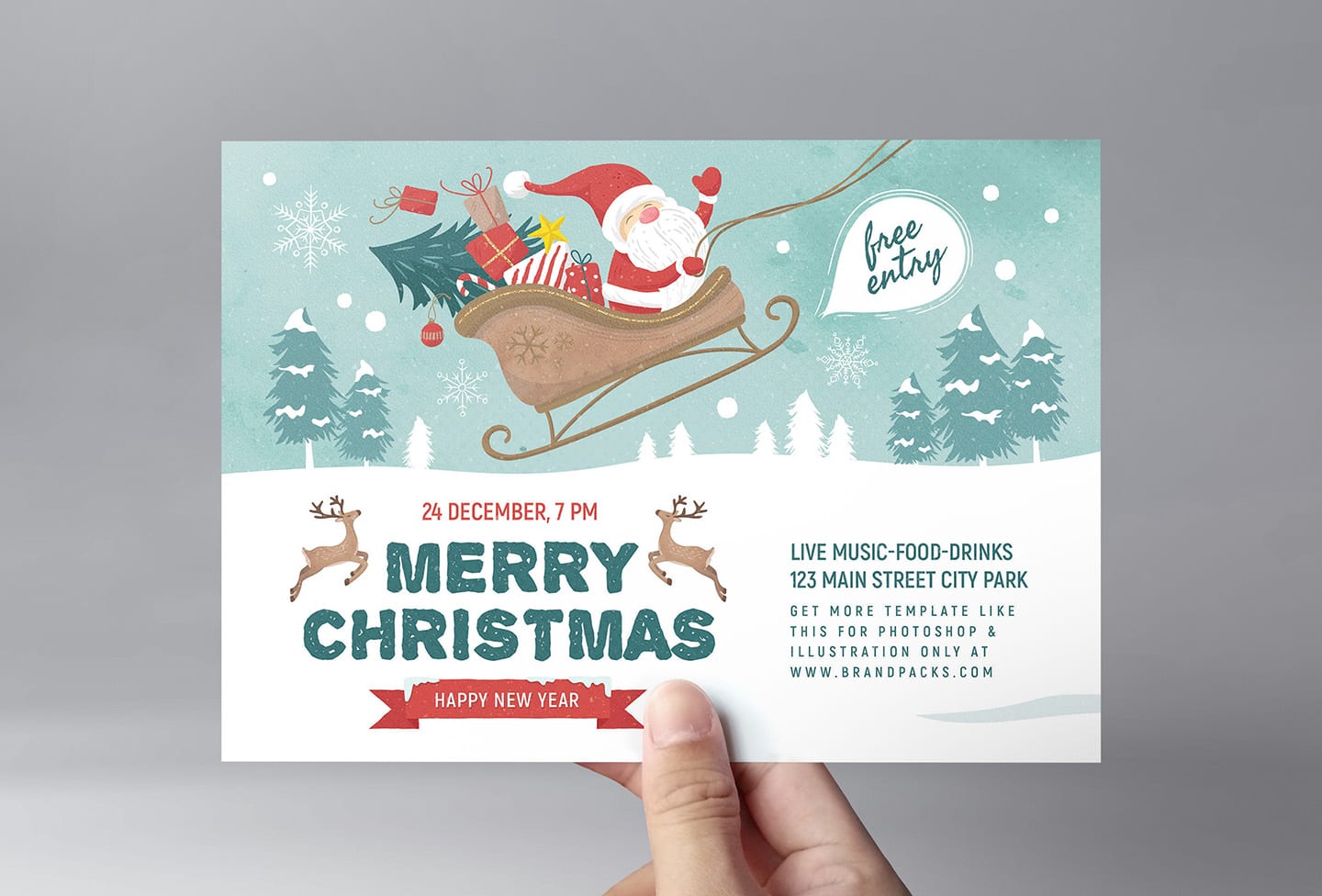 Merry Christmas Flyer Template - PSD, Ai & Vector - BrandPacks Within Christmas Brochure Templates Free
