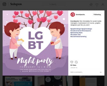 LGBT Valentine's Day Template for Instagram, in PSD & Vector