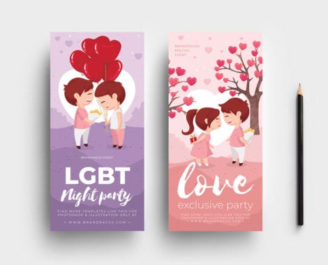 LGBT Valentine's Day DL Rack Card Template