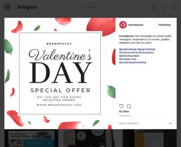 Valentine's Day Instagram Template in PSD & Vector