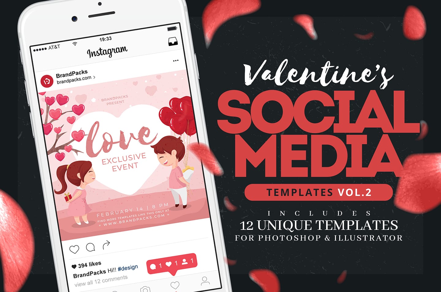 Valentine's Day Instagram Templates in PSD, Ai & Vector