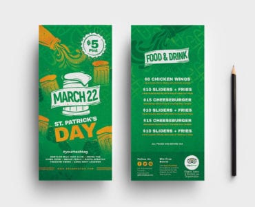 St. Patrick's Day DL Rack Card Templates