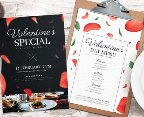 Valentines Day Menu Poster Template