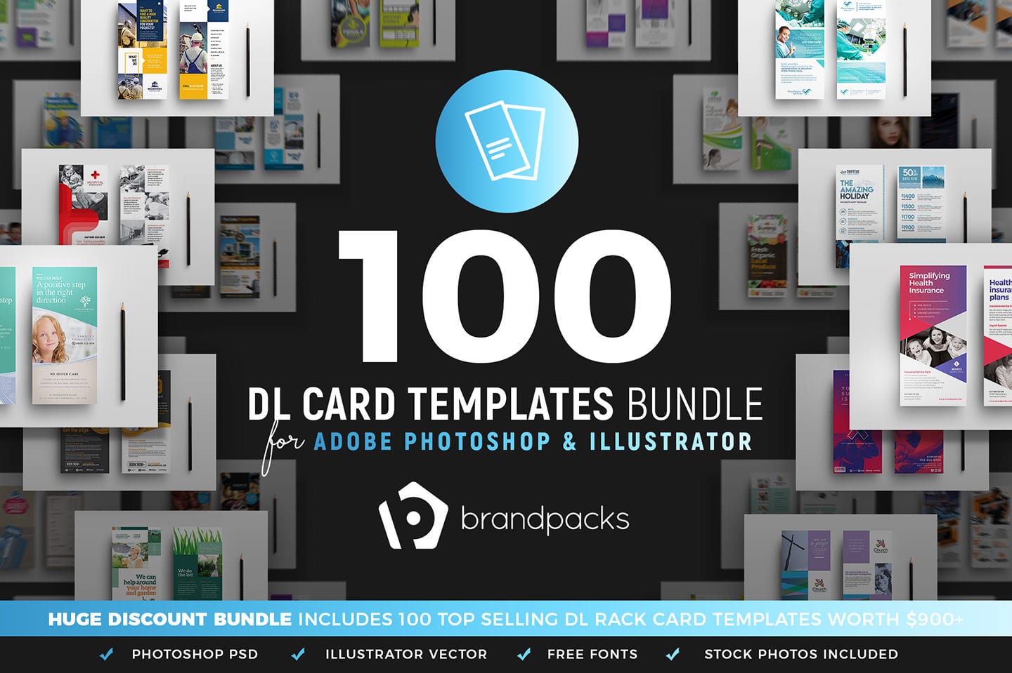 100 DL Rack Card Templates - PSD & Vector