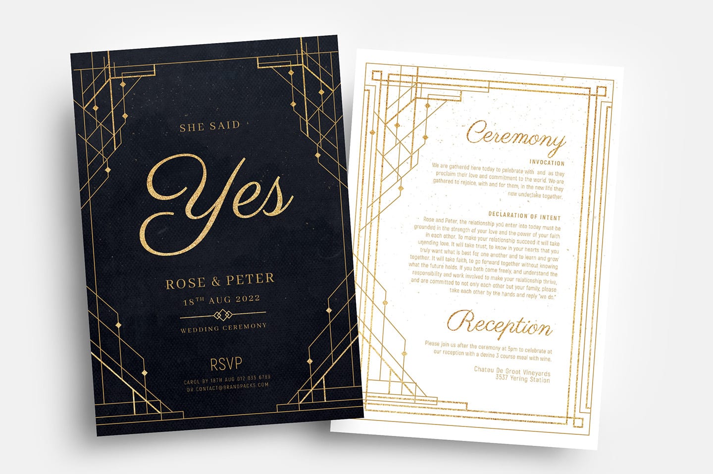 Art Deco Wedding Invitation Templates BrandPacks