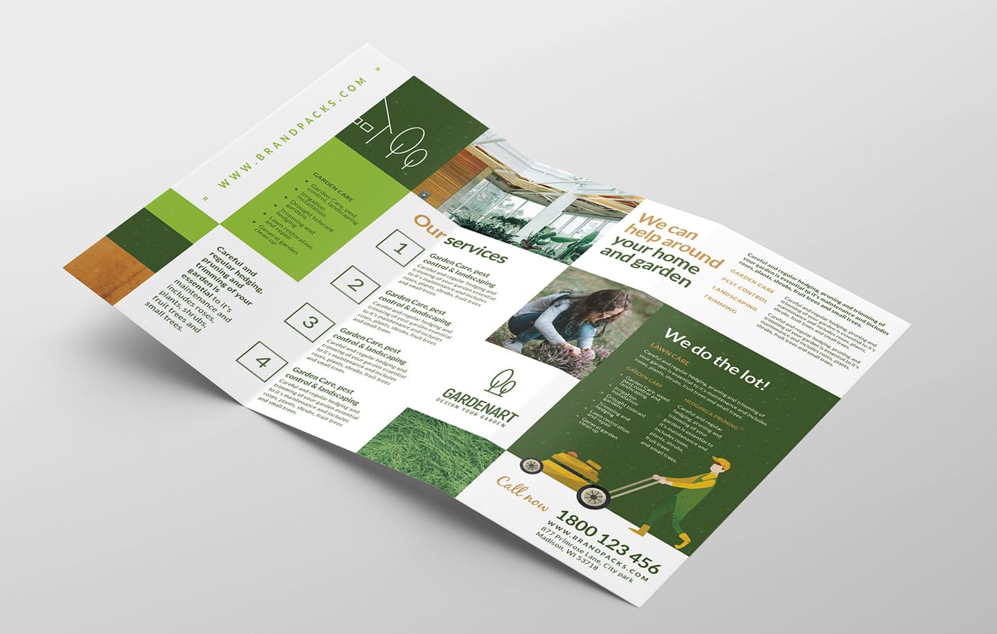 Landscaper Tri Fold Brochure Template PSD Ai Vector BrandPacks