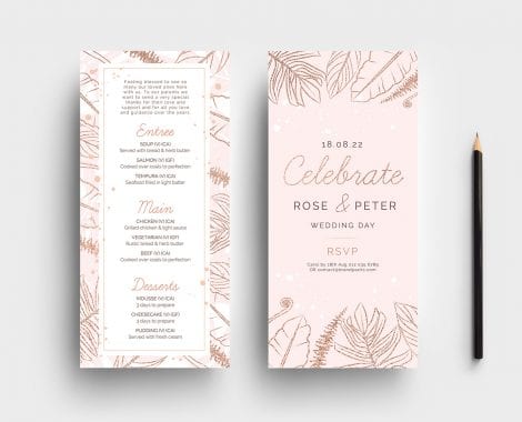 Rose Gold Wedding DL Card Templates