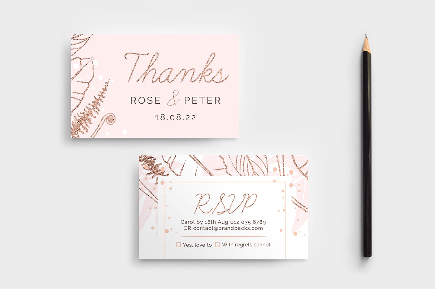 Rose Gold Wedding RSVP Card Template - BrandPacks Within Template For Rsvp Cards For Wedding