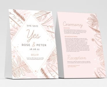 Rose Gold Wedding Table Tent Templates