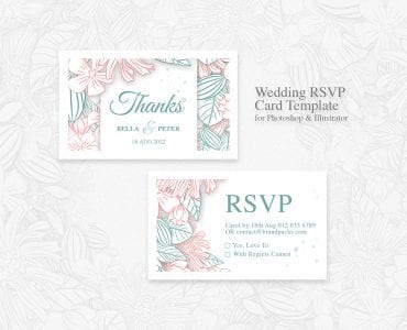 Modern Floral Wedding RSVP Card Template