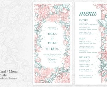 Modern Floral Wedding DL Card Template