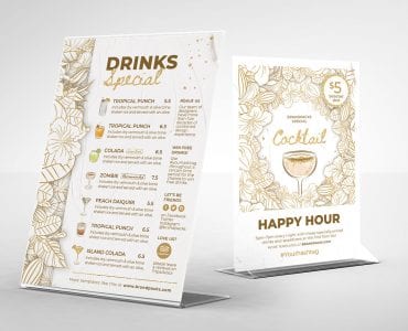 Cocktail Bar Table Tent Templates