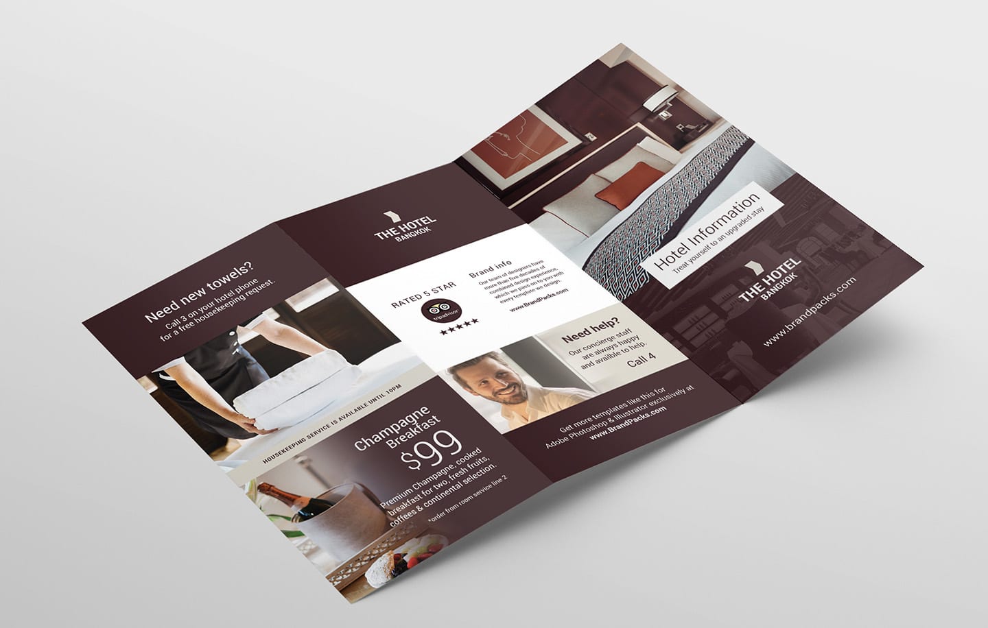 Hotel Tri-Fold Brochure Template v23 - PSD, Ai & Vector - BrandPacks With Hotel Brochure Design Templates