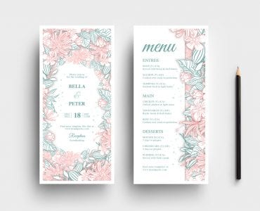 Modern Floral Wedding DL Card Template