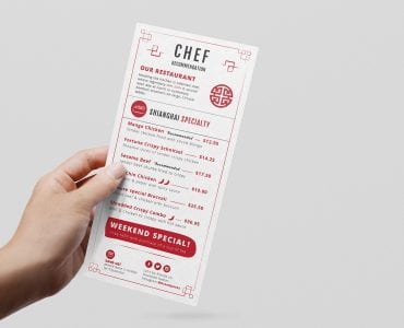 Chinese Restaurant DL Card Menu Template