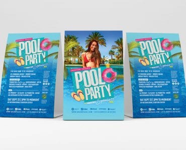 Pool Party Table Tent Templates & Flyers