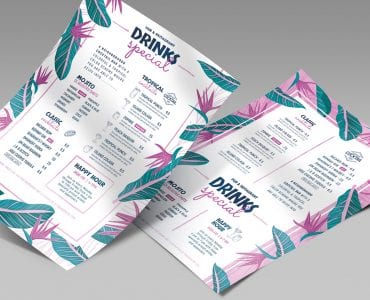 Tropical Cocktail Menu Template in PSD & Vector