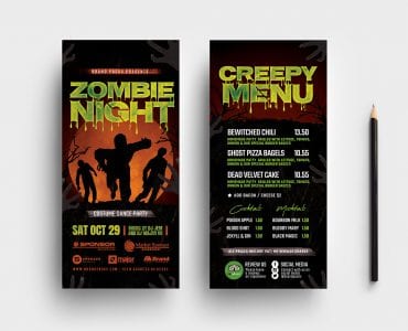 Zombie Night Halloween DL Card Templates
