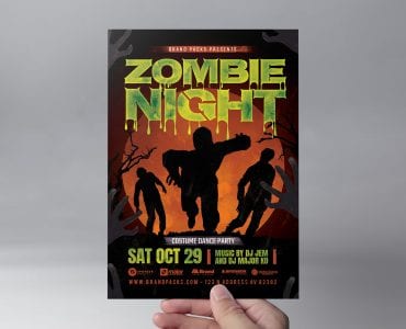 Zombie Night Halloween Flyer Template (Front)