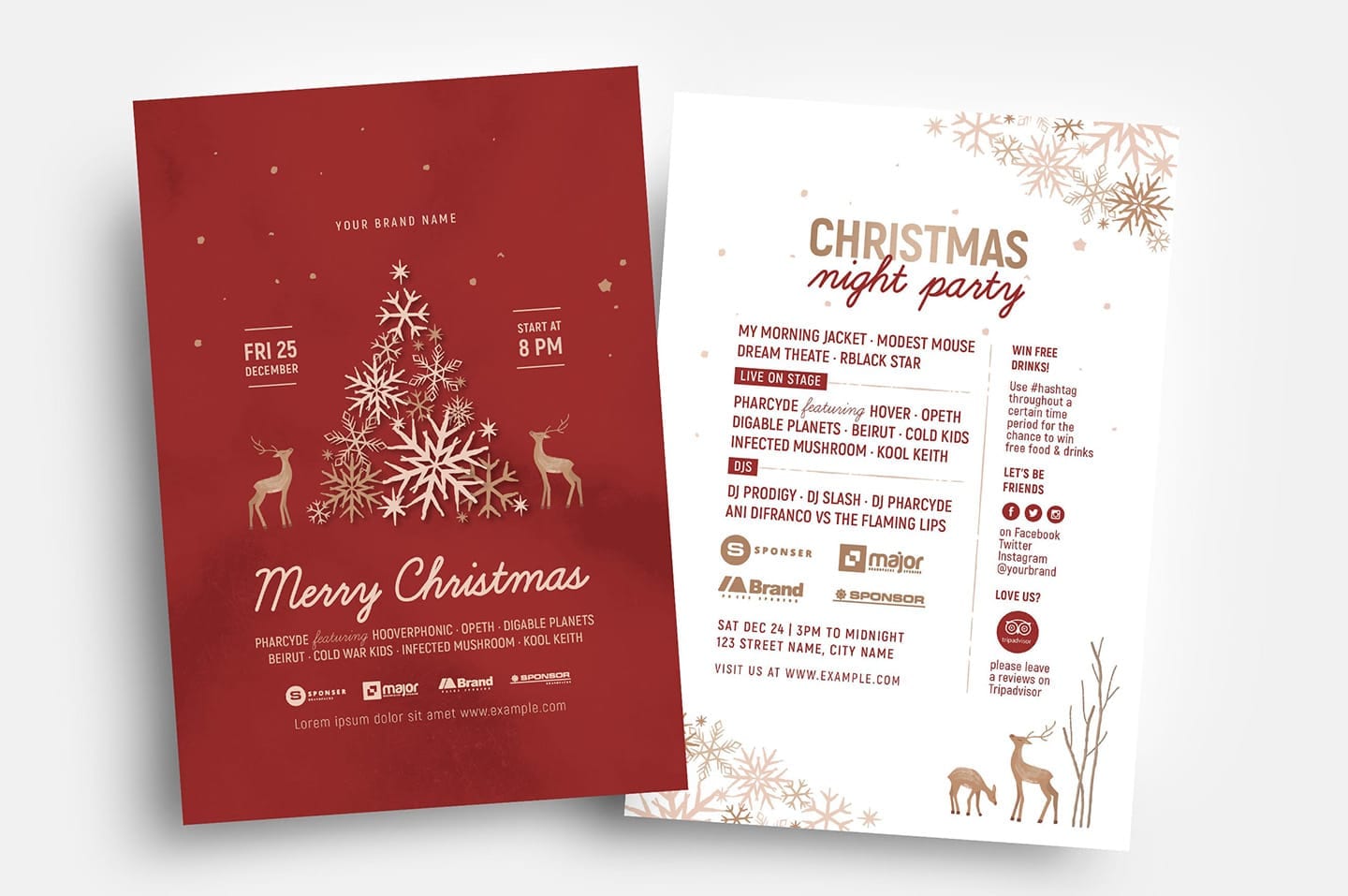 Ornate Christmas Flyer Template - PSD, Ai & Vector - BrandPacks With Regard To Christmas Brochure Templates Free