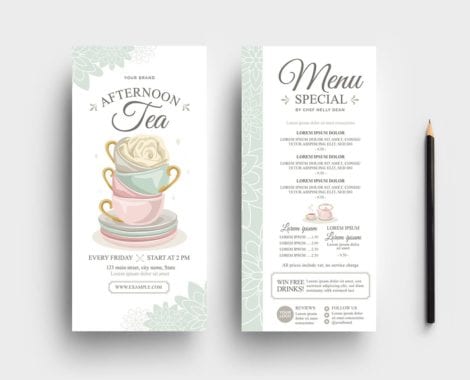 Afternoon Tea DL Card Templates