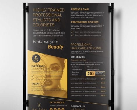 Hair Salon Banner/Poster Template in PSD & Vector