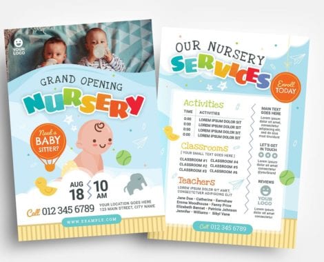 Children's Nursery Flyer Template (PSD, Ai & Vector)