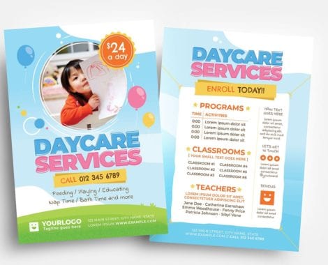 Daycare Flyer Templates (PSD, Ai & Vector)