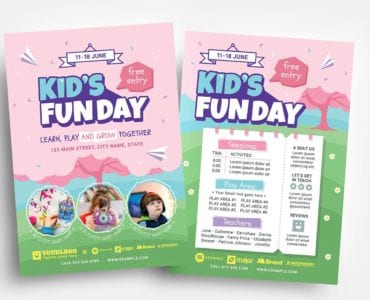 Kid's Fun Day Flyer Templates (PSD, Vector & Ai)