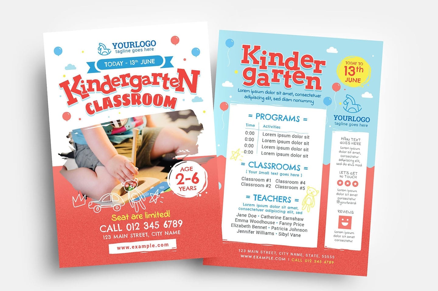 Kindergarten Flyer Template - PSD, Ai & Vector - BrandPack With Regard To Kindergarten Flyer Template
