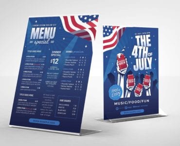 4th July Party Flyer Template (table tent)