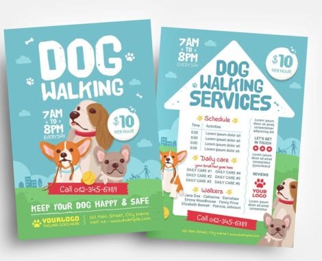 Dog Walking Flyer Templates in PSD & Vector