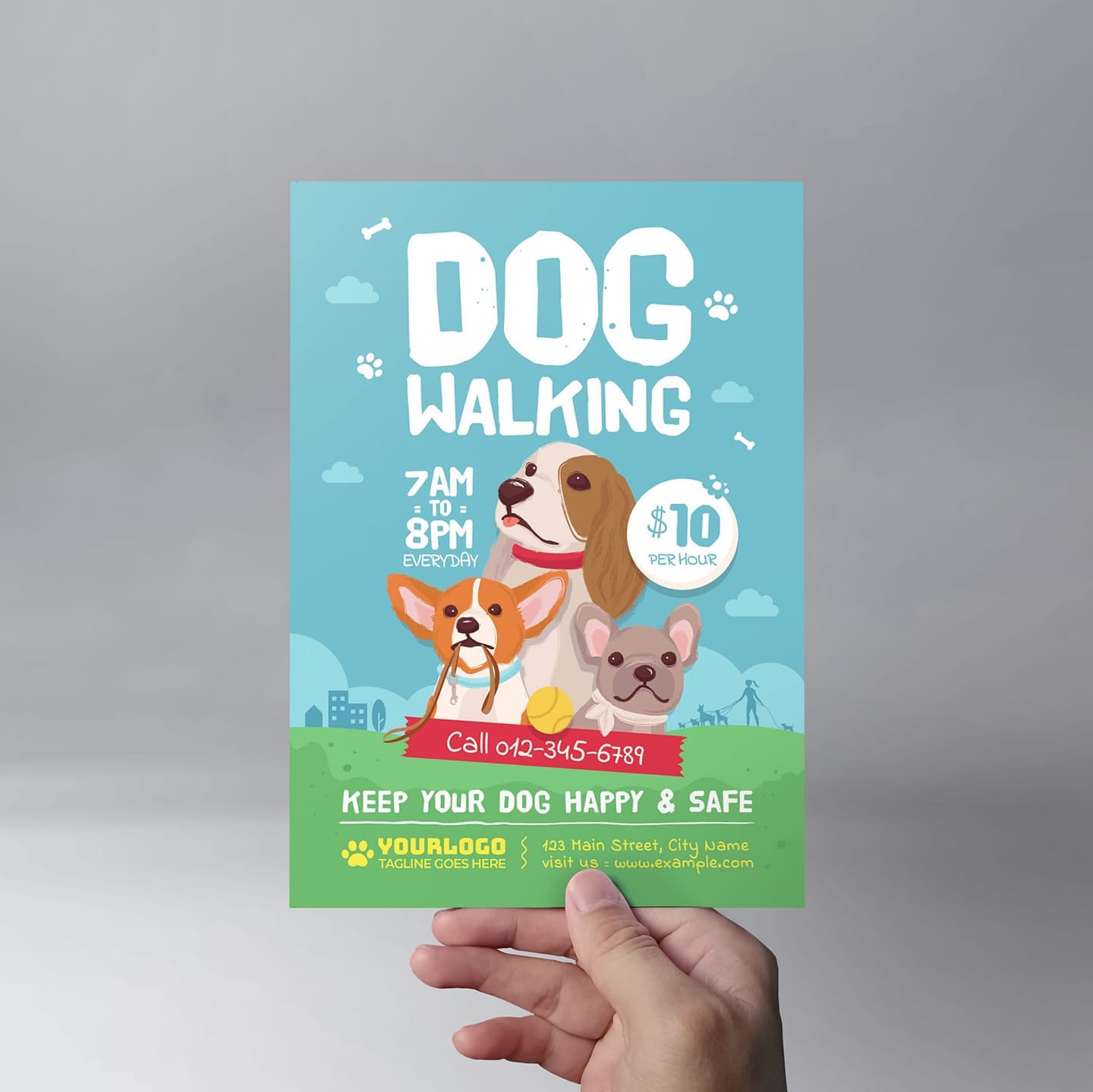 Dog Walking Flyer Template - PSD, Ai, Vector - BrandPacks With Dog Walking Flyer Template Free