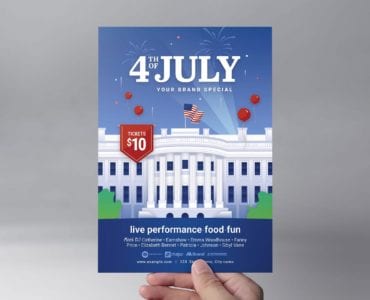 Fourth July Flyer Template with White House Illustration
