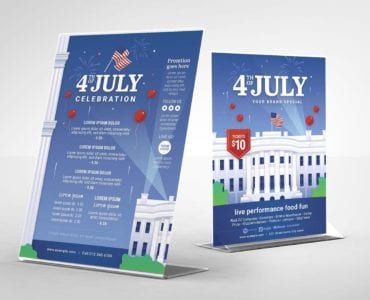 Fourth July Flyer Template with White House Illustration