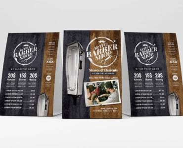 Rustic Barber Shop Table Tent Template (Front)