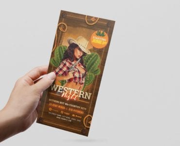 Country & Western Party DL Flyer Template (Front)