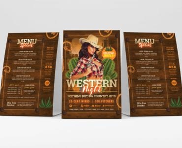 Country & Western Party Flyer Template (Table Tent)