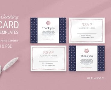 Navy & Pink Wedding Stationery Templates