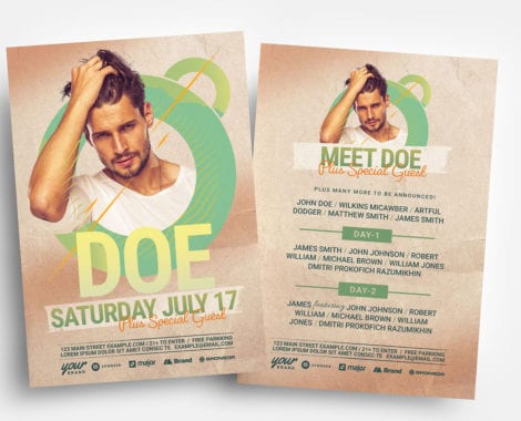 DJ Flyer Template with Yellow Green Accents